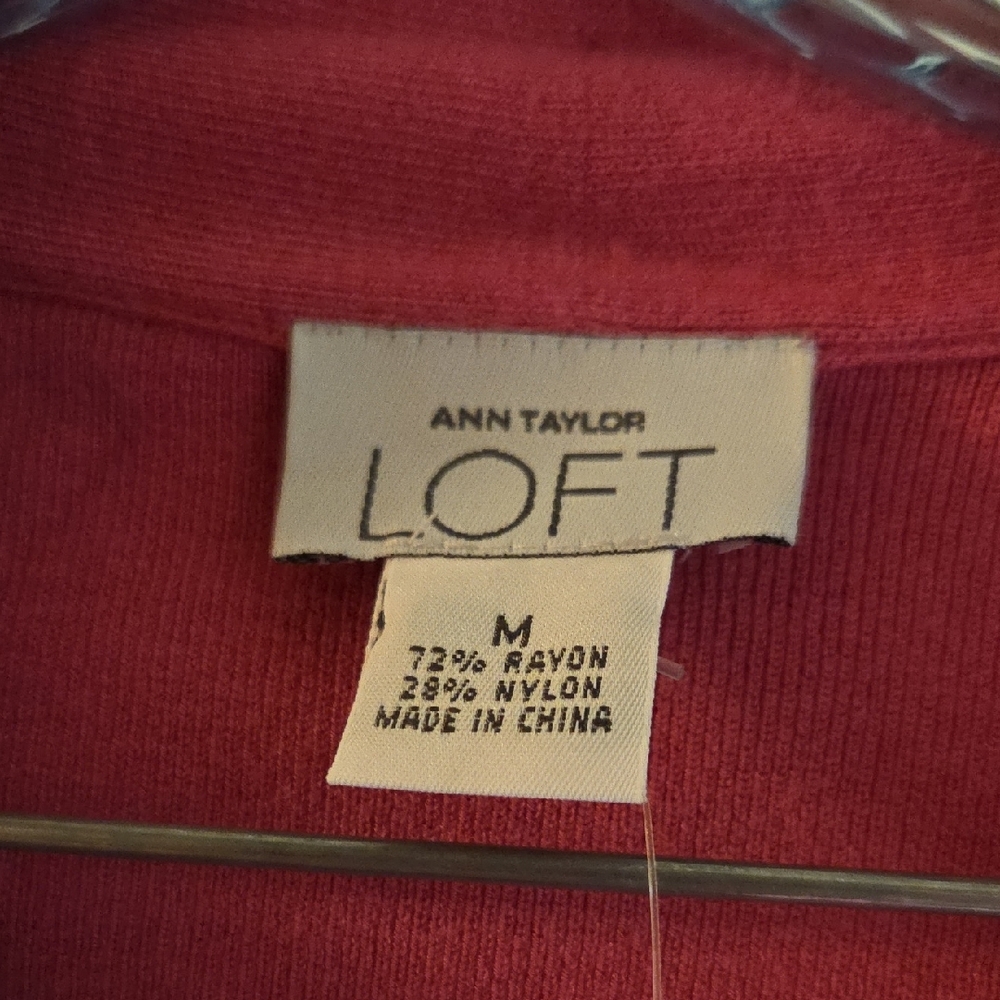 LOFT Women's Raspberry-Pink V-Neck Sweater - Picture 2 of 6